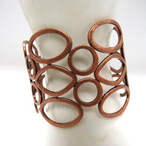 Brutalist Bracelet Copper Tone Geometric Links Statement Cuff